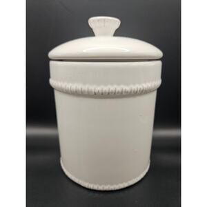 American Atelier Bianca White Canister 7x5" Airtight Perfect! e33